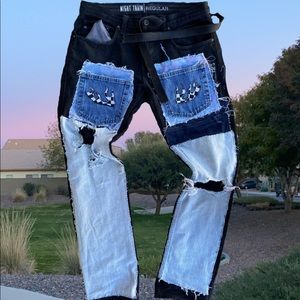 Custom patchwork jeans